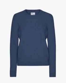 Jersey clásico de lana merina para mujer - Azul petróleo