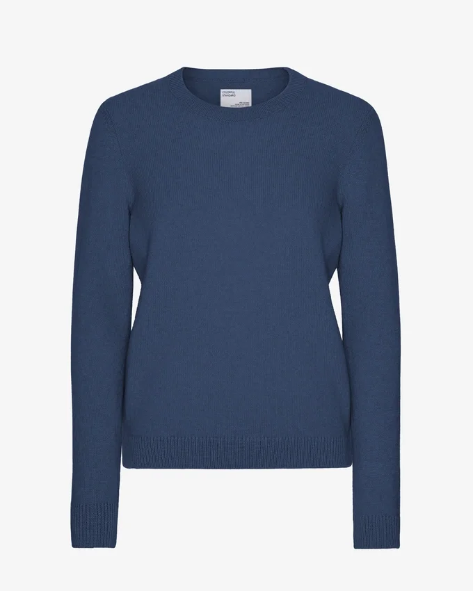 Jersey clásico de lana merina para mujer - Azul petróleo