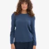 Jersey clásico de lana merina para mujer - Azul petróleo