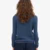 Jersey clásico de lana merina para mujer - Azul petróleo