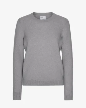 Jersey clásico de lana merina para mujer - Gris jaspeado
