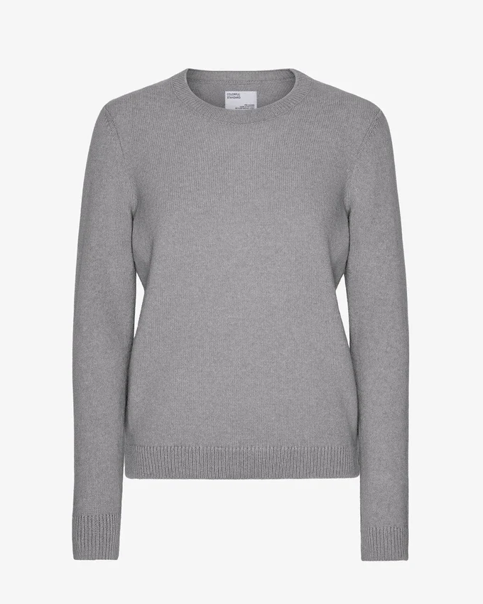 Jersey clásico de lana merina para mujer - Gris jaspeado