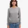 Jersey clásico de lana merina para mujer - Gris jaspeado