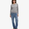 Jersey clásico de lana merina para mujer - Gris jaspeado