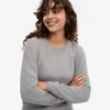 Jersey clásico de lana merina para mujer - Gris jaspeado