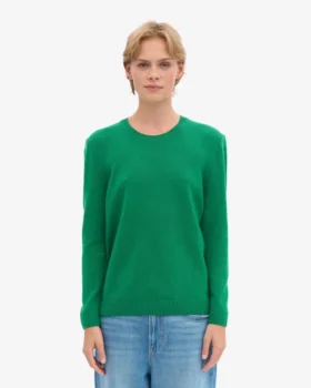 Jersey clásico de lana merina para mujer – Verde Kelly