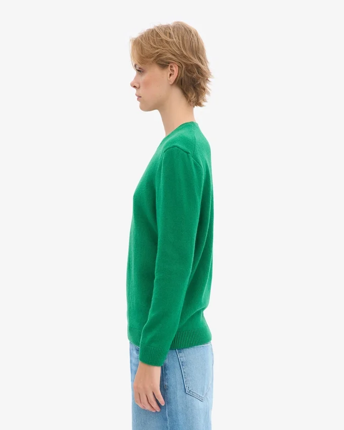 Jersey clásico de lana merina para mujer - Verde Kelly