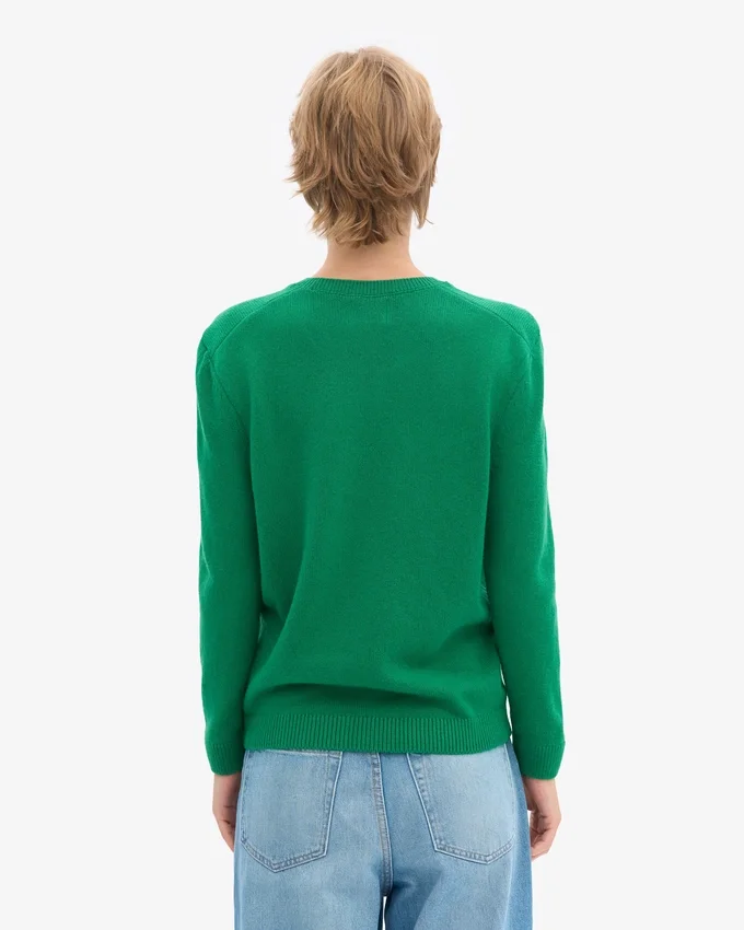 Jersey clásico de lana merina para mujer - Verde Kelly