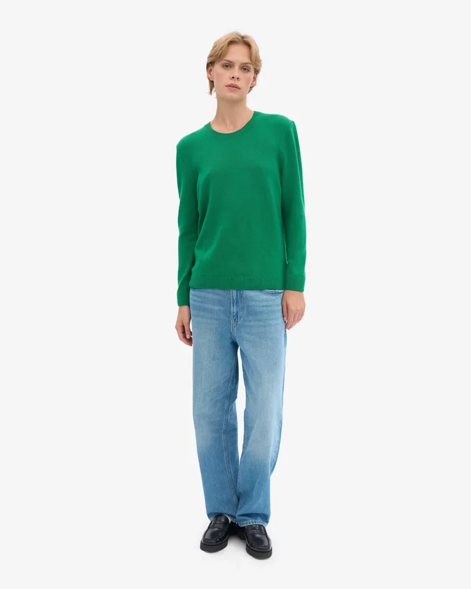 Jersey clásico de lana merina para mujer - Verde Kelly