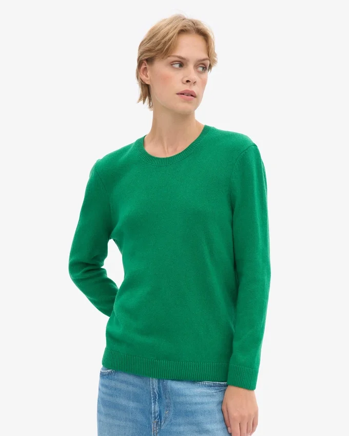Jersey clásico de lana merina para mujer - Verde Kelly