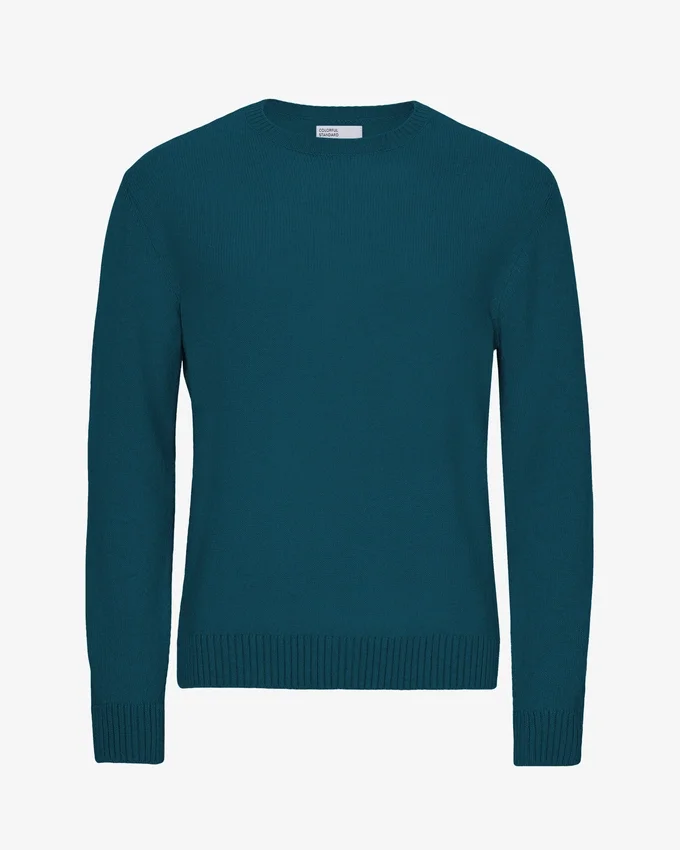 Jersey clásico de lana merina - Verde océano