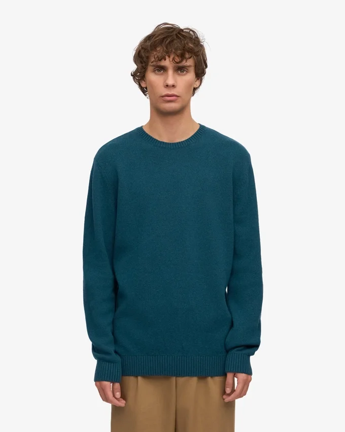 Jersey clásico de lana merina - Verde océano