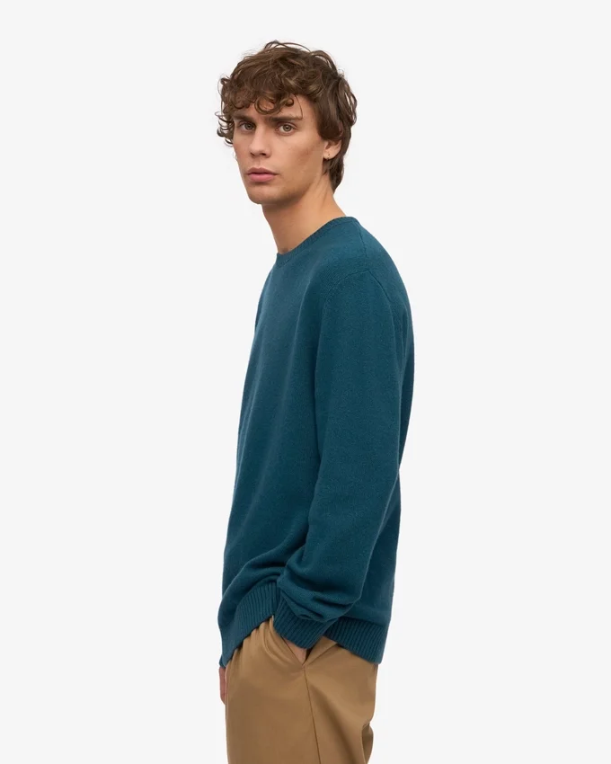 Jersey clásico de lana merina - Verde océano