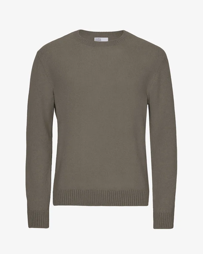 Jersey clásico de lana merina - Verde oliva apagado