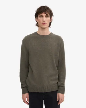 Jersey clásico de lana merina – Verde oliva apagado