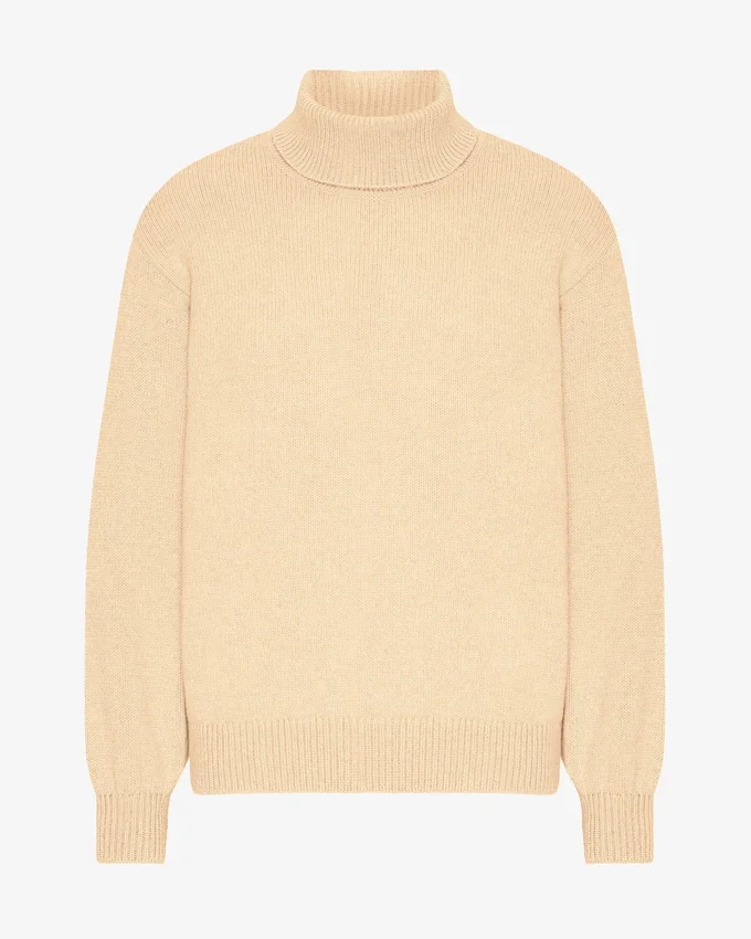 Jersey de cuello alto de lana merina - Amarillo suave