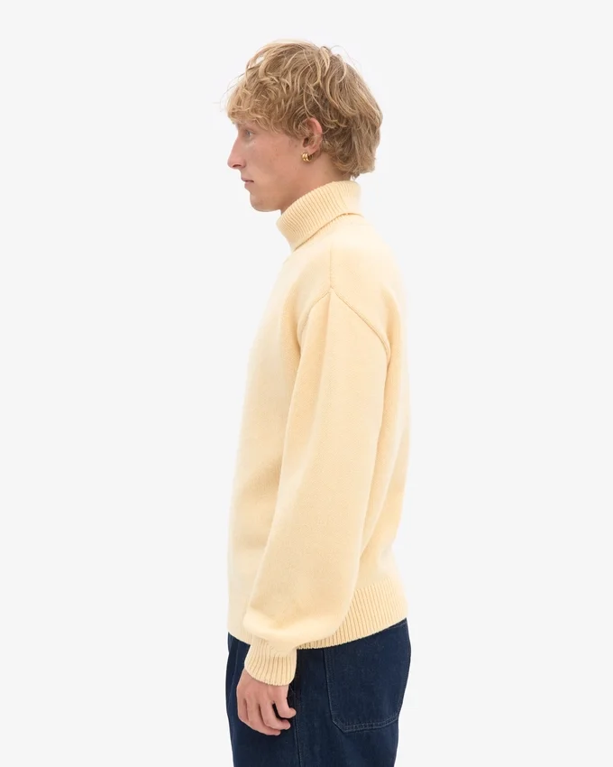 Jersey de cuello alto de lana merina - Amarillo suave