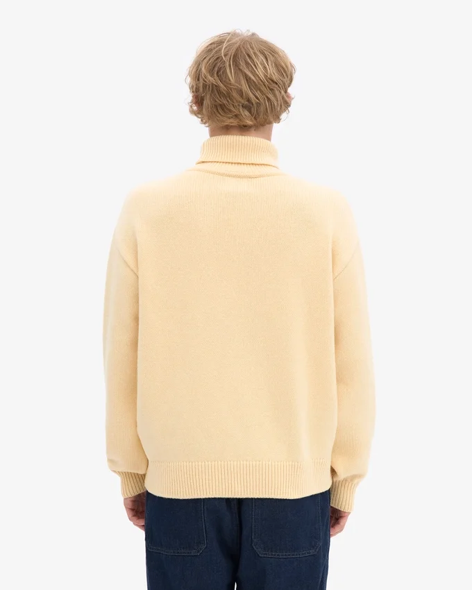 Jersey de cuello alto de lana merina - Amarillo suave