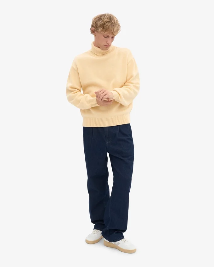 Jersey de cuello alto de lana merina - Amarillo suave