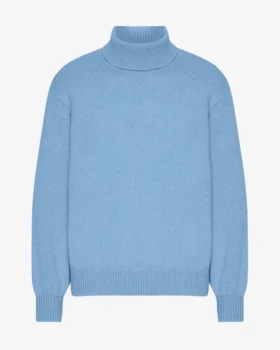 Jersey de cuello alto de lana merina - Azul mar