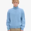 Jersey de cuello alto de lana merina - Azul mar