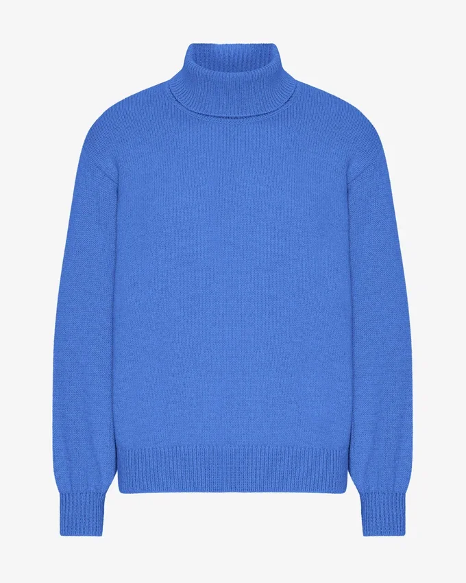 Jersey de cuello alto de lana merina - Azul Pacífico