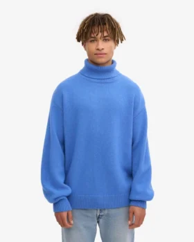 Jersey de cuello alto de lana merina – Azul Pacífico