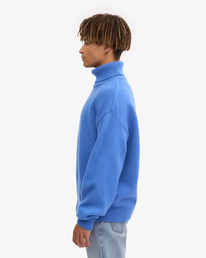 Jersey de cuello alto de lana merina - Azul Pacífico