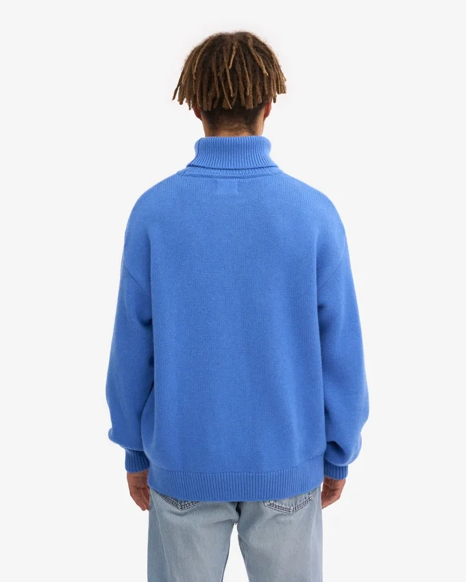 Jersey de cuello alto de lana merina - Azul Pacífico