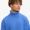Jersey de cuello alto de lana merina - Azul Pacífico