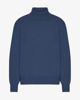 Jersey de cuello alto de lana merina - Azul petróleo