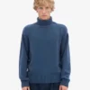 Jersey de cuello alto de lana merina - Azul petróleo