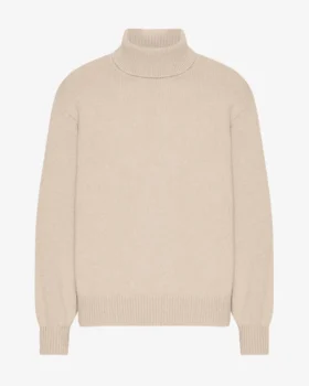 Jersey de cuello alto de lana merina - Blanco marfil