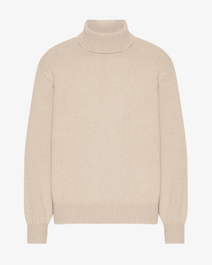Jersey de cuello alto de lana merina - Blanco marfil