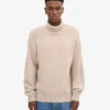 Jersey de cuello alto de lana merina - Blanco marfil