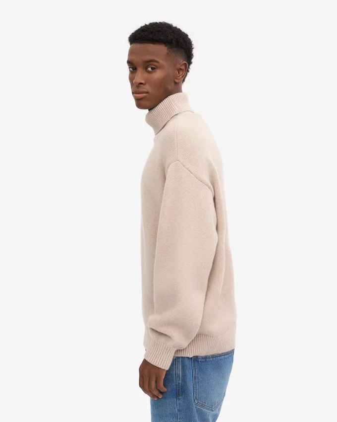Jersey de cuello alto de lana merina - Blanco marfil