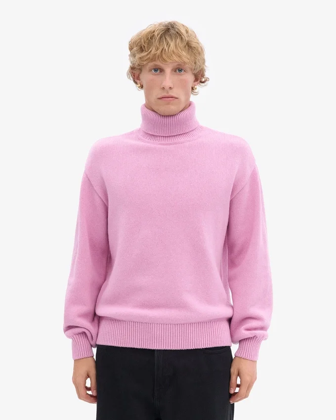 Jersey de cuello alto de lana merina - Flor de cerezo