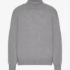 Jersey de cuello alto de lana merina - Gris jaspeado