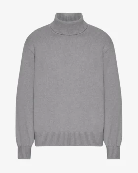 Jersey de cuello alto de lana merina - Gris jaspeado