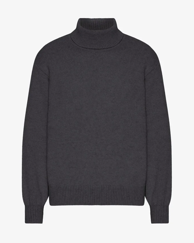 Jersey de cuello alto de lana merina - Gris lava