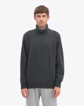 Jersey de cuello alto de lana merina – Gris lava