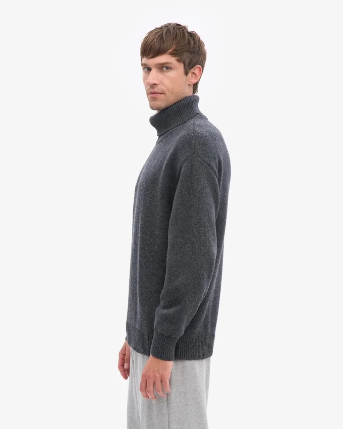 Jersey de cuello alto de lana merina - Gris lava