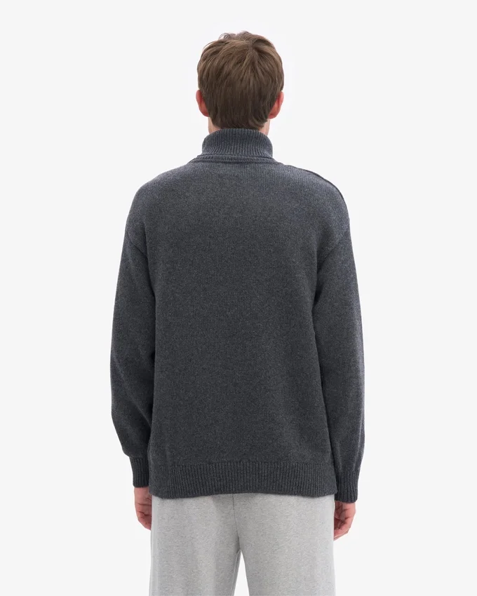 Jersey de cuello alto de lana merina - Gris lava