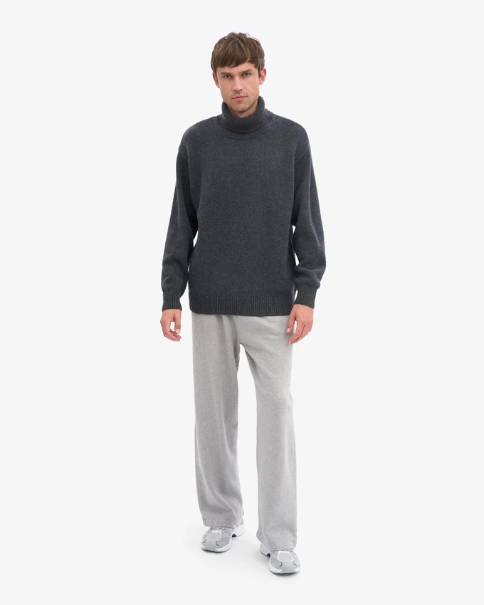 Jersey de cuello alto de lana merina - Gris lava