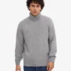 Jersey de cuello alto de lana merina - Gris jaspeado