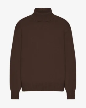 Jersey de cuello alto de lana merina - Marrón café