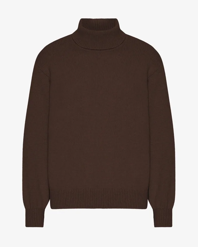 Jersey de cuello alto de lana merina - Marrón café