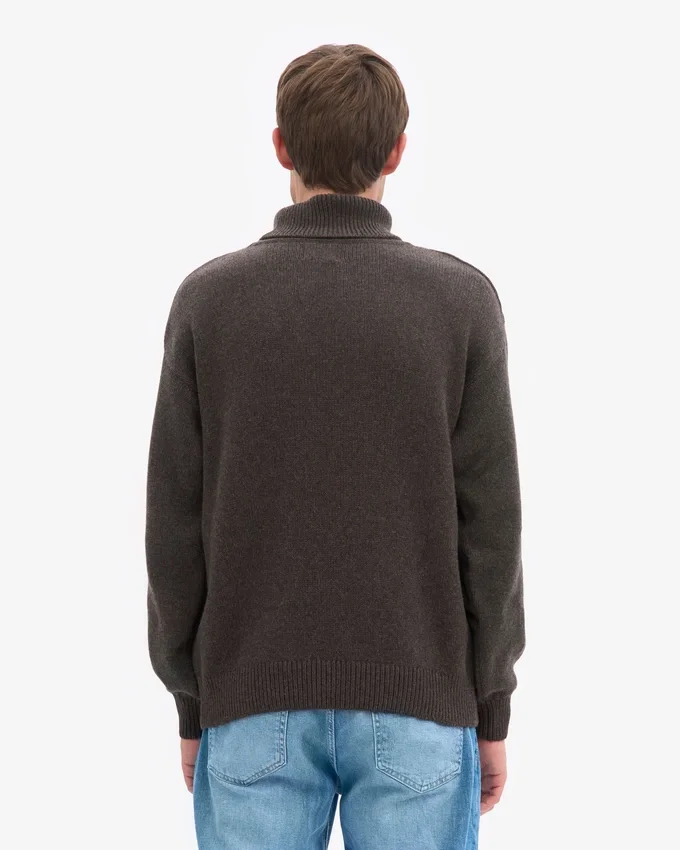 Jersey de cuello alto de lana merina - Marrón café