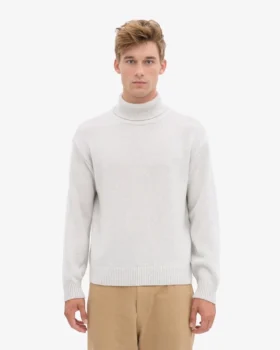 Jersey de cuello alto de lana merina – Mezcla de nieve