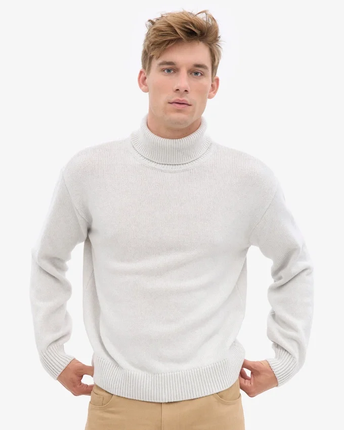 Jersey de cuello alto de lana merina - Mezcla de nieve